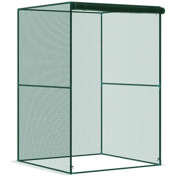 Outsunny Jaula de Cultivo para Plantas 120x120x180 cm cu Ușă Enrollabilă și Structură din Oțel pentru Grădină Terrasă Culoare Verde | Aosom Romania