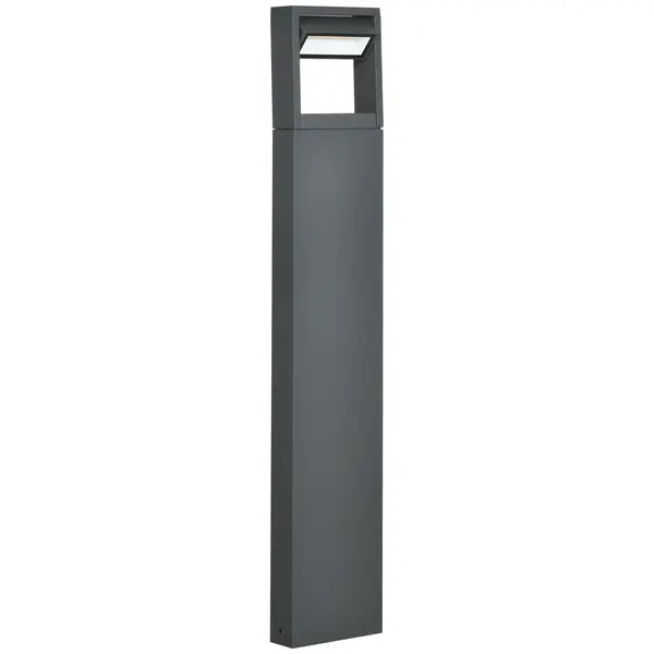 Outsunny Lampă de grădină, lampă de alee, stâlp cu LED-uri, rezistent la intemperii, 16cm x 5cm x 90cm, Gri închis | Aosom Romania
