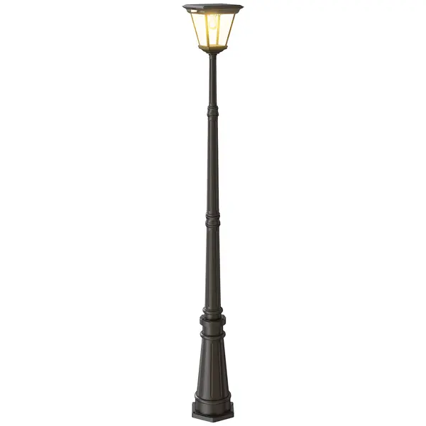 Outsunny Lampadar de Exterior cu Energie Solară cu Senzor PIR Negru | Aosom Romania