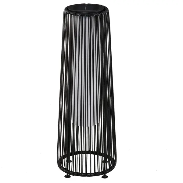 Outsunny Lanternă Solară de Grădină cu Panou de Încărcare, Lampă solară de Exterior din Metal și Ratan, Ø21.5x61 cm, Negru | Aosom Romania