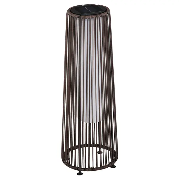 Outsunny Lanternă Solară de Grădină cu Panou de Încărcare, Lampă solară de Exterior din Metal și Ratan, Ø21.5x61 cm, Maro | Aosom Romania