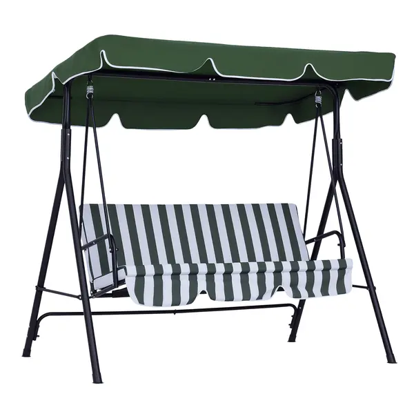 Outsunny Leagăn de Grădină cu 3 Locuri și Parasolar Basculant, 172×110×153 cm, Verde | Aosom Romania
