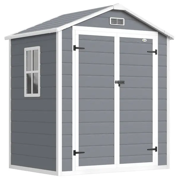 Outsunny Magazie Metalica pentru Gradina Gri Spatiu Depozitare Exterior | Aosom Romania