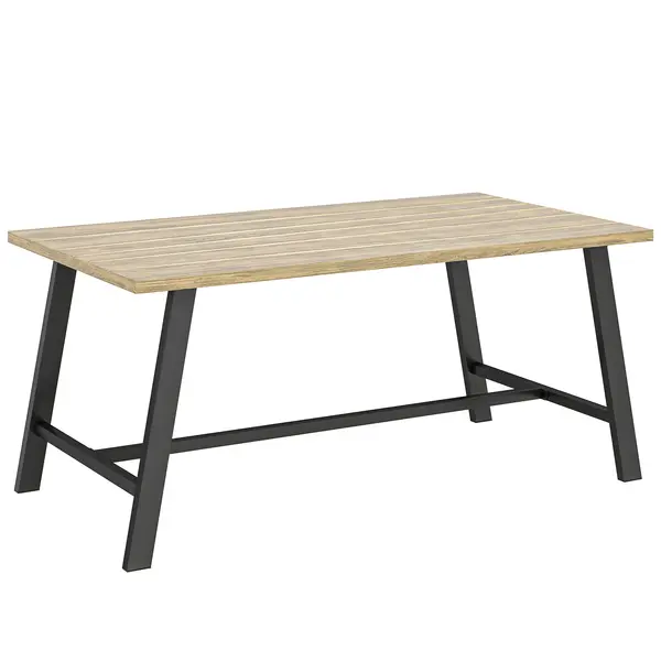 Outsunny Masă de cafea pentru exterior, masă laterală metalică dreptunghiulară cu blat cu aspect de lemn, 100 x 55 cm, Maro | Aosom Romania