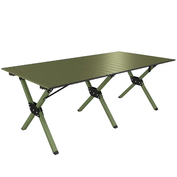 Outsunny Masă de Camping Pliabilă 116 cm, Masă de Picnic Impermeabilă cu Blat Rulabil și Cadru Metalic, Verde | Aosom Romania