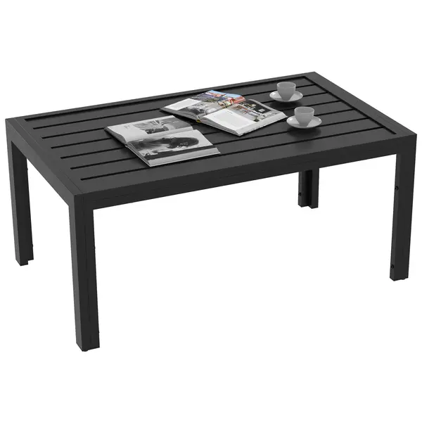 Outsunny Masă de Centru de Grădină Dreptunghiulară cu Cadru din Oțel Galvanizat pentru Curte Terasă 101,5x61x46 cm Negru | Aosom Romania