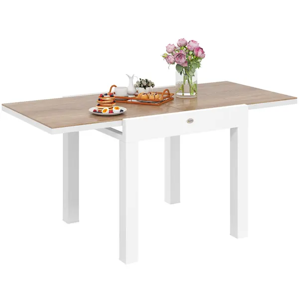Outsunny Masă de Grădină Extensibilă din Aluminiu cu Blat din PSPC, 80/160x80x75 cm, Alb | Aosom Romania