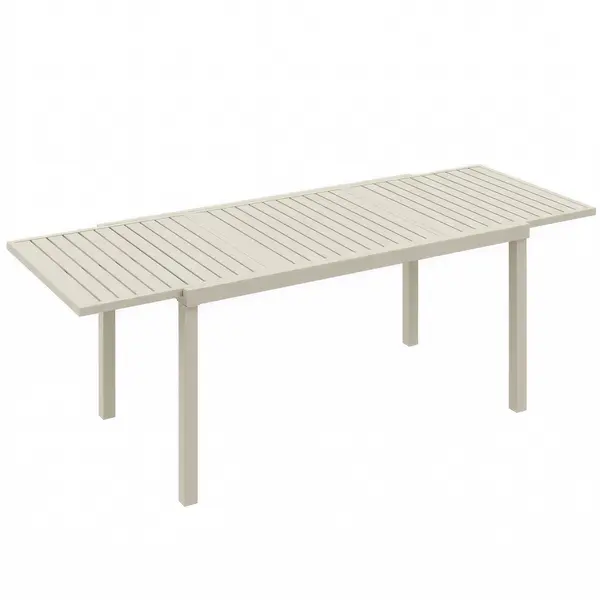 Outsunny Masă de Grădină Extensibilă pentru 6-8 Persoane, din Aluminiu cu Blat cu Lamele, Alb | Aosom Romania