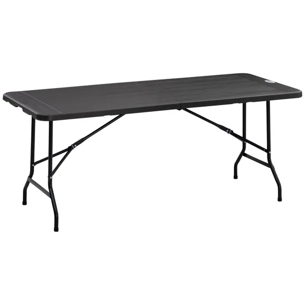 Outsunny Masă de Grădină Pliabilă pentru 6 Persoane, 180x75,5x73 cm, Gri Închis | Aosom Romania