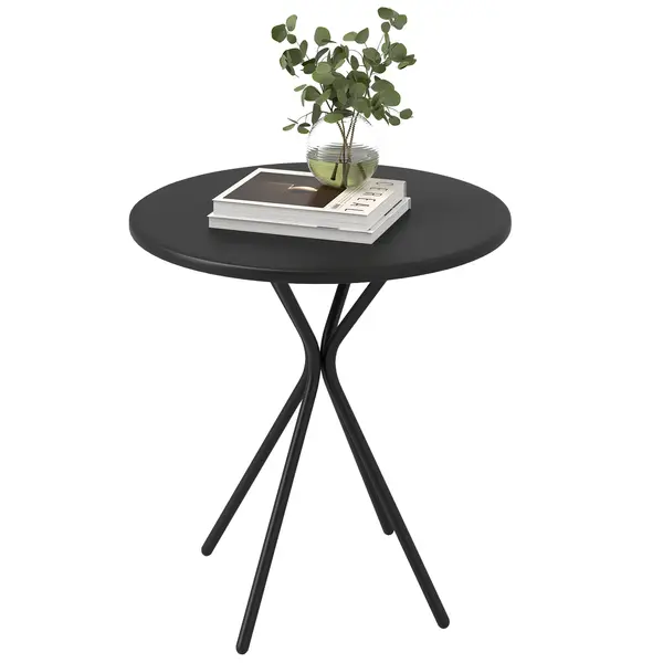 Outsunny Masa de grădină rotundă Ø 60 cm, masă de terasă cu cadru din oțel, capacitate de 50 kg, pentru interior și exterior, negru | Aosom Romania