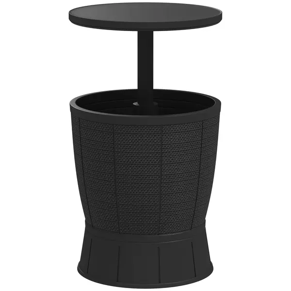 Outsunny Masă-Frigider pentru Exterior 41 L 3 în 1 Cool Bar Masă Auxiliară cu Înălțime Reglabilă Găleată pentru Gheață Capac Rabatabil Negru | Aosom Romania