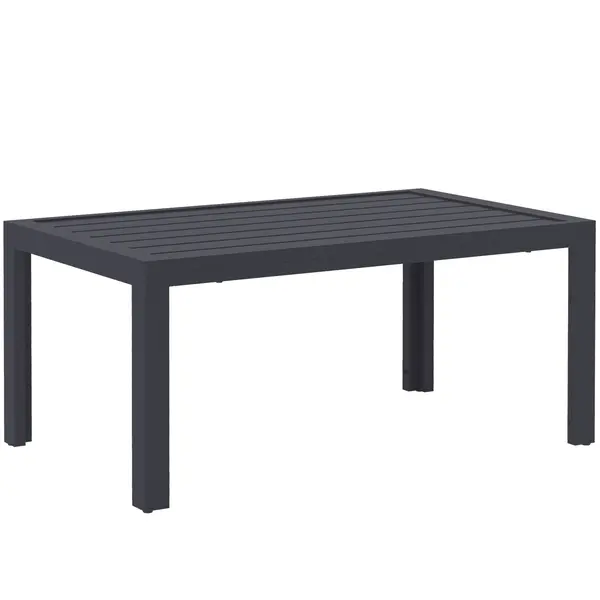 Outsunny Masă joasă de grădină, masă auxiliară de terasă dreptunghiulară, cadru din oțel, blat cu lamele, 101,5 x 61 x 46 cm, gri | Aosom Romania