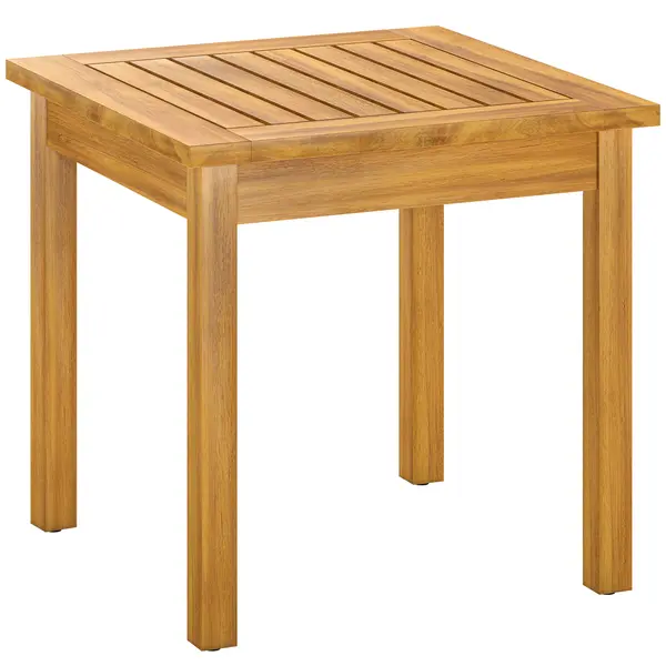 Outsunny Masă laterală 48 x 48 cm rezistentă la intemperii masă de grădină cu design cu lamele picioare reglabile, pătrată | Aosom Romania