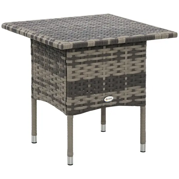 Outsunny Masă laterală de grădină masă laterală pătrată din răchită stil cozy chic 50 x 50 x 47 cm negru | Aosom Romania