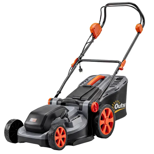 Outsunny Mașină de Tuns Iarba Electrică 1800W cu Lățime de Tăiere de 40cm, Funcție Mulching și Sac de 50L, Mâner Reglabil și Detașabil, 6 Niveluri de Tăiere, Gri Deschis | Aosom Romania