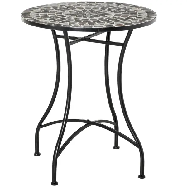 Outsunny Masuta de Gradina si Exterior din Metal si Ceramica Neagra | Aosom Romania
