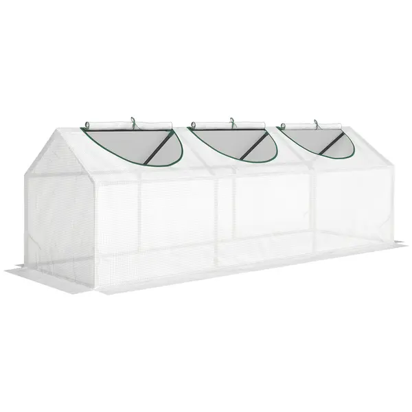 Outsunny Mini seră de grădină cu 3 ferestre rulabile, husă din PE de înaltă densitate 140 g/m², 180 x 60 x 60 cm, alb | Aosom Romania