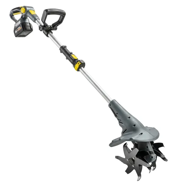 Outsunny Motocultor fără fir, Rotavator electric 18V cu 2 baterii 4000mAh, încărcător, lățime de lucru 20 cm Gri | Aosom Romania