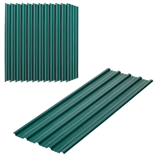 Outsunny Panouri pentru Acoperiș din Oțel, 12 Foi Galvanizate pentru Acoperișuri și Pereți, 129x45 cm, Verde | Aosom Romania