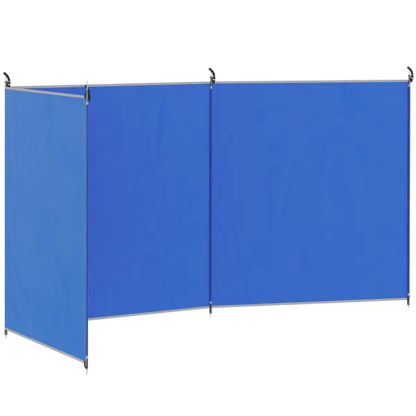 Outsunny Paravan camping, paravan de intimitate cu 4 stâlpi din oțel, husă de transport, protecție de plajă pentru camping, grădină, plajă 540 x 150 cm Albastru | Aosom Romania