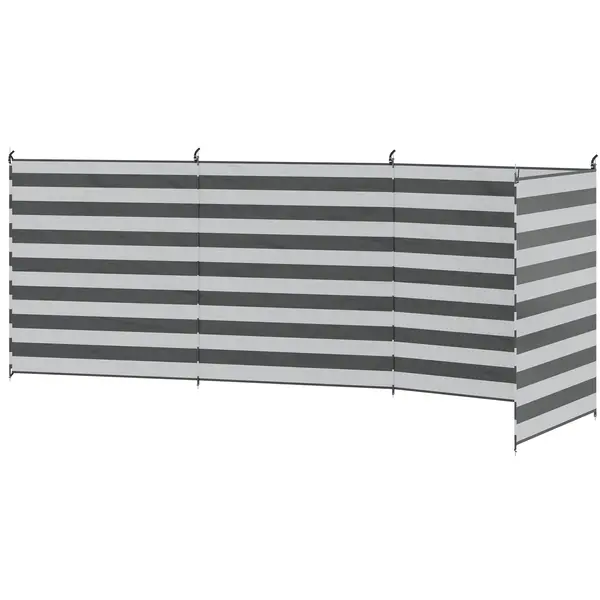 Outsunny Paravan de Plajă Pliabil din Poliester 540x150 cm Gri | Aosom Romania