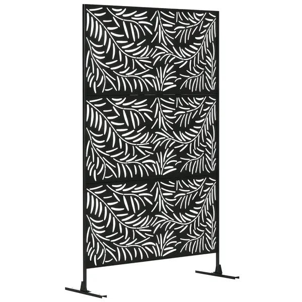Outsunny Paravan Exterior cu 2 Picioare din Oțel, pentru Exterior și Grădină, 122x45x198 cm, Negru | Aosom Romania