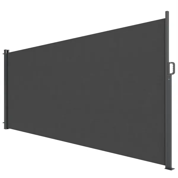 Outsunny Paravan Lateral Retractabil Impermeabil și UV50+, din Aluminiu, Oțel și Poliester, 420x185 cm, Gri Închis | Aosom Romania