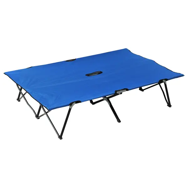 Outsunny Pat de campanie dublu pliabil pentru 2 persoane până la 136 kg 193 x 125 x 40 cm poliester Oxford metal albastru | Aosom Romania