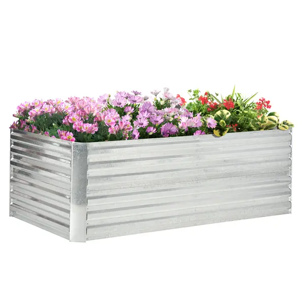 Outsunny Pat de grădină în formă de potager dreptunghiular cu tuburi de armare din oțel galvanizat 180 x 90 x 59 cm | Aosom Romania