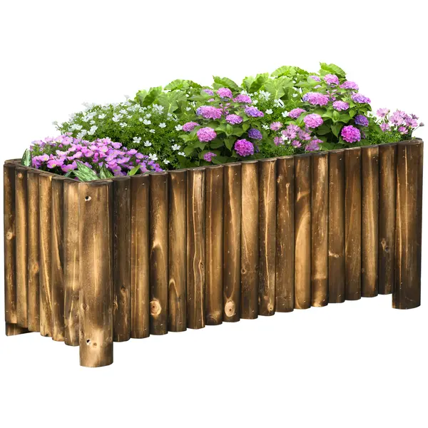 Outsunny pat înalt pentru plante, pentru ierburi aromatice, legume și flori, din lemn de brad, 100x38,5x40 cm | Aosom Romania