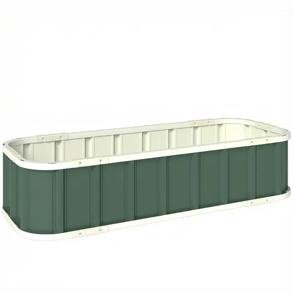Outsunny Pat ridicat din oțel, recipient de plantare cu încuietori click, margine pliată 136 x 52 x 31 cm Verde deschis | Aosom Romania