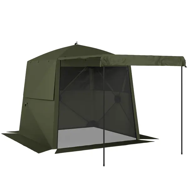 Outsunny Pavilion 2x2m Impermabil Stabil Rezistent la iarnă Pop-up Pavilion pliabil cu 4 panouri laterale Ferestre din plasă Ușă frontală UPF 30+ | Aosom Romania