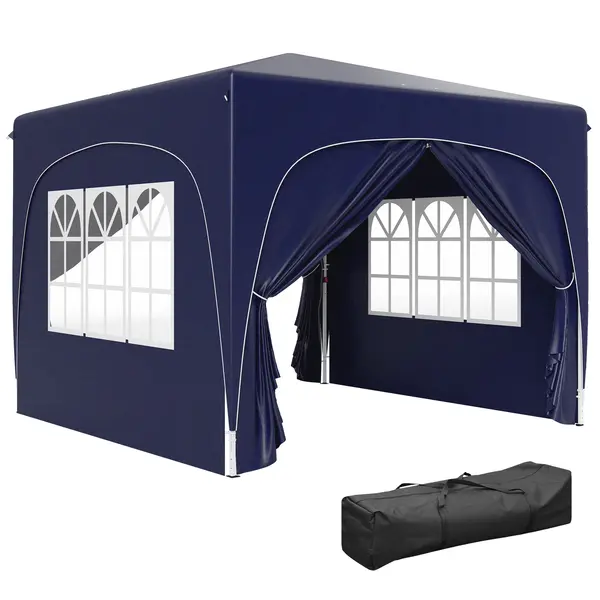 Outsunny Pavilion 3 x 3 m, cort pliabil pentru grădină cu pereți laterali și geantă de transport, UPF50+, reglabil în înălțime, nisip | Aosom Romania