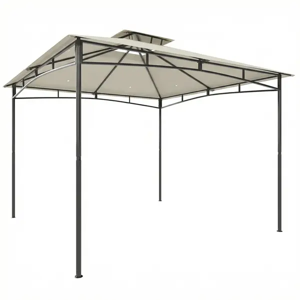 Outsunny Pavilion 3x3 m rezistent la apă Stabil Rezistent la iarnă Pavilion de grădină cu cadru superior retractabil Dublu acoperiș Alb-crem | Aosom Romania