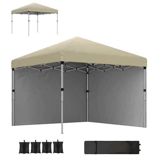 Outsunny Pavilion barnum de grădină pop-up pliant reglabil pe înălțime protecție UV30+ 2 panouri laterale husă de transport inclusă | Aosom Romania