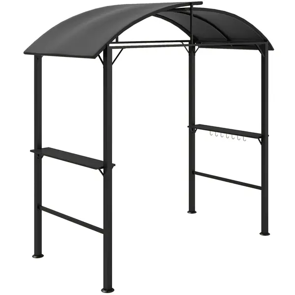 Outsunny Pavilion de grătar, 2 tavane laterale, cârlige, cadru din oțel, 1,1 x 2,3m, Gri închis | Aosom Romania