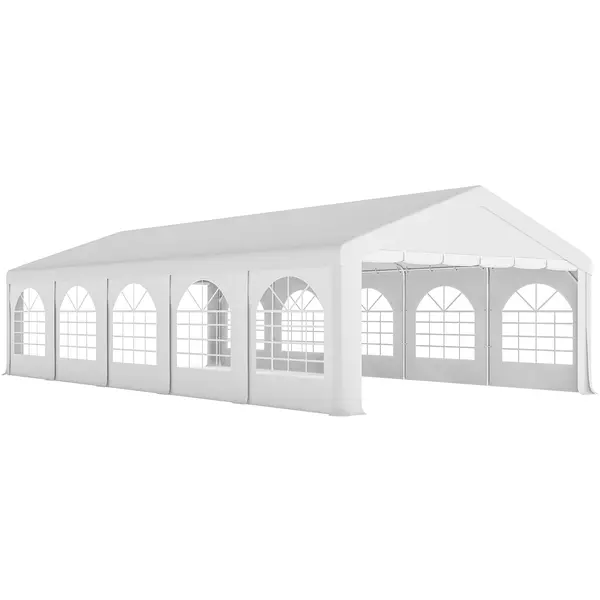 Outsunny Pavilion pentru Petreceri 10x5 m cu 10 Pereți Laterali Detașabili, Pavilion de Grădină cu 5 Secțiuni, Uși cu Fermoar și Ferestre, Pavilion pentru Nunți, Evenimente, Întâlniri, UV30+, Alb | Aosom Romania
