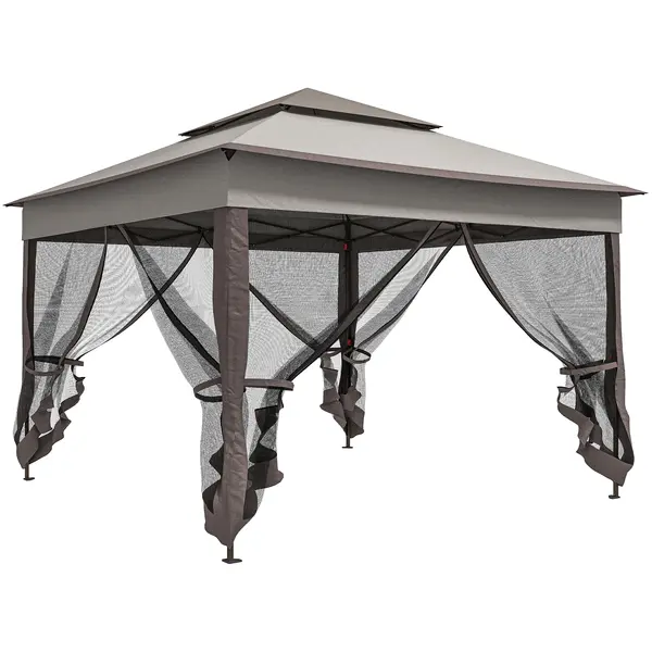 Outsunny pavilion pliabil cu pereți laterali, gri, 3,25 x 3,25 x 2,7 m | Aosom Romania
