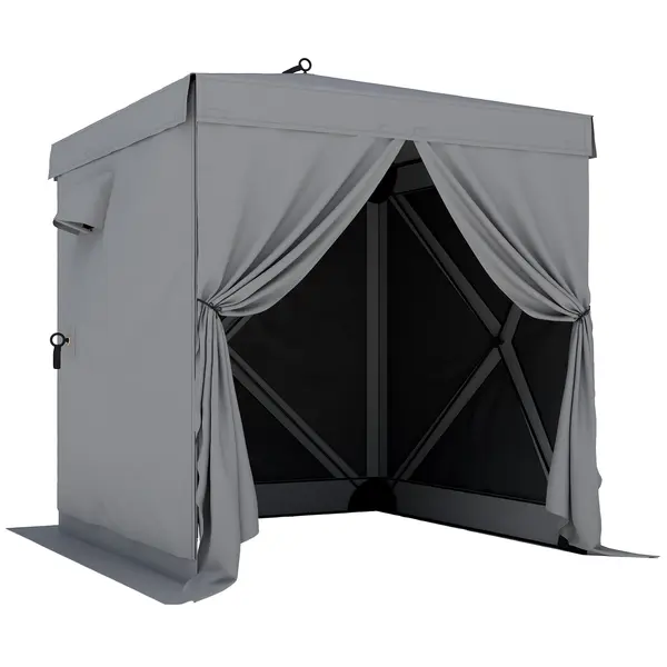 Outsunny Pavilion pop-up pliant 1,85x1,85 m, impermeabil, stabil, rezistent la iarnă, cu 4 panouri laterale din plasă, geantă, UV 30+ | Aosom Romania