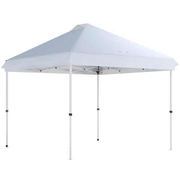 Outsunny Pavilon de grădină exterior 3x3 m, tonelă pliantă pop-up, roți, protecție solară UPF50+, înălțime reglabilă, alb | Aosom Romania