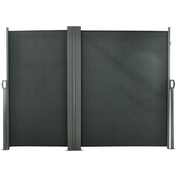 Outsunny Perdea Laterală Retractabilă cu Mâner, Paravan din Metal și Poliester 180 g/m², Anti-UV, pentru Intimitate Exterior, pentru Balcon Grădină, 600x180 cm, Gri | Aosom Romania