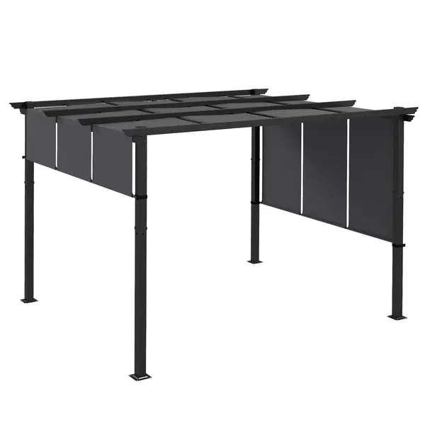 Outsunny Pergola de Exterior de 3 x 3,5 m cu Copertina Retractabila, Foisor de Gradina, Umbrar pentru Veranda, Terasa, Gri Inchis