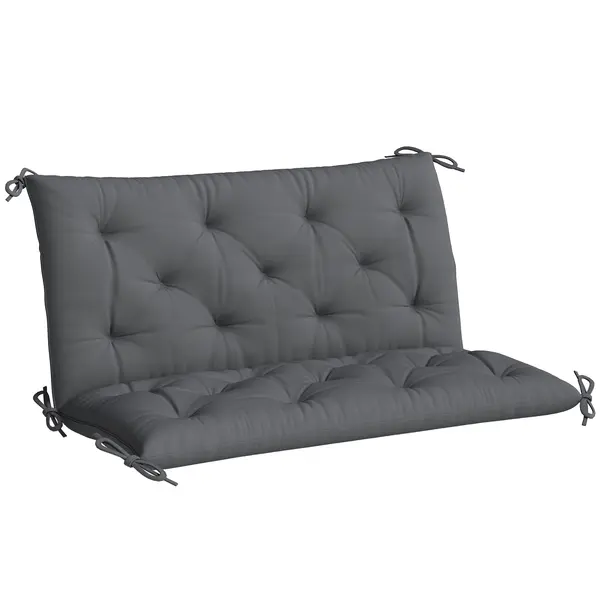 Outsunny Pernă de Grădină Modernă pentru Ședere în Exterior cu 6 Curele, Pernă Căptușită din Bumbac și Poliester, pentru Canapele Balanțe Bănci, 100x98x8 cm, Gri Închis | Aosom Romania