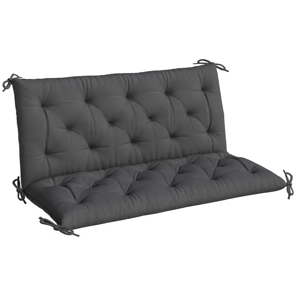 Outsunny Pernă pentru Bancă de Grădină sau pentru Balansoar de Grădină 120x110x12 cm de 2 Locuri cu 6 Șnururi de Fixare Negru | Aosom Romania