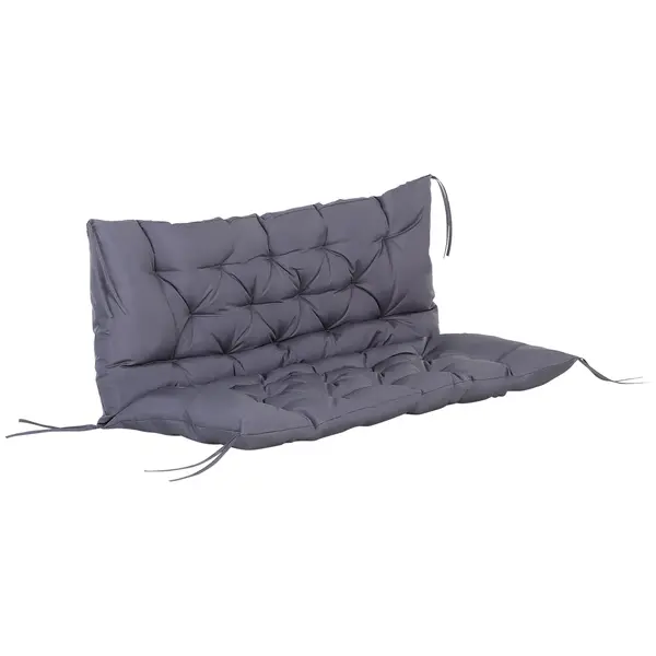 Outsunny Pernuță pentru Bancă de Grădină sau Leagăn de Grădină 132x110x10 cm cu 6 Curele de Fixare Gri Închis | Aosom Romania