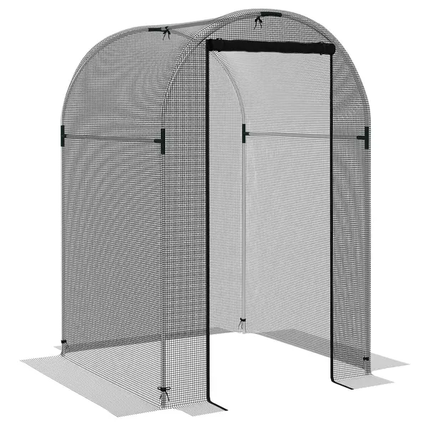 Outsunny Plasă de protecție pentru păsări, protecție pentru plante, robust, ușă cu fermoar, 120x120x188 cm, Negru/Argintiu | Aosom Romania
