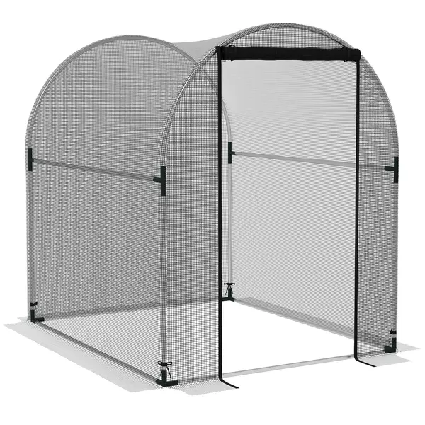 Outsunny Plasă de protecție pentru plante, protecție împotriva păsărilor, cu ușă și cadru solid din oțel, 1,2x1,5x1,5m, Negru/Argintiu | Aosom Romania