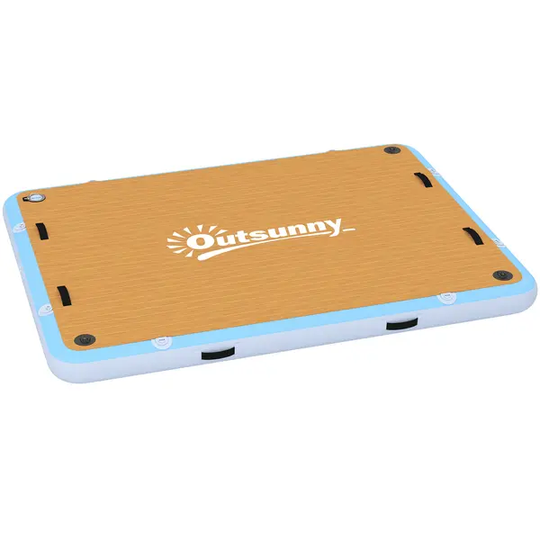 Outsunny Platformă plutitoare gonflabilă 2,4x1,8m Platformă de înot gonflabilă 4-6 persoane cu suprafață antiderapantă Scară | Aosom Romania