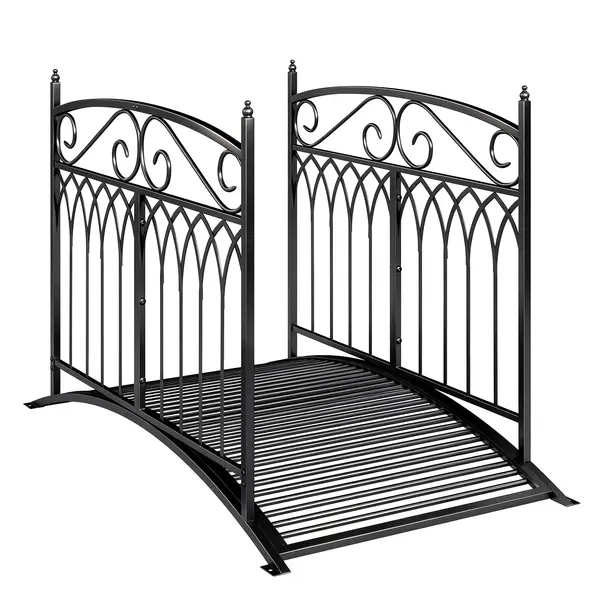 Outsunny Pod de grădină din metal 135,5 cm Pod pentru iaz cu balustrade de siguranță Aspect antic Rezistent la rugină Montaj ușor | Aosom Romania