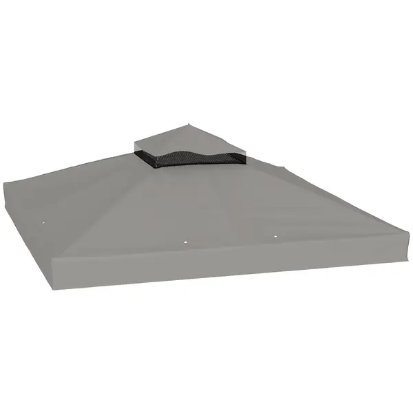 Outsunny Prelată pentru tonelă 3 x 3 m prelată de schimb cu 2 niveluri protecție UPF30+ orificii de scurgere gri | Aosom Romania